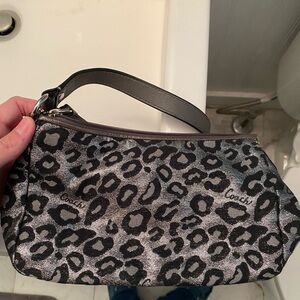 Coach Black and Gray Leopard Print Wristlet